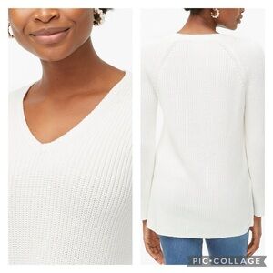 EUC J. Crew Factory Ivory Cotton V-neck Tunic Sweater